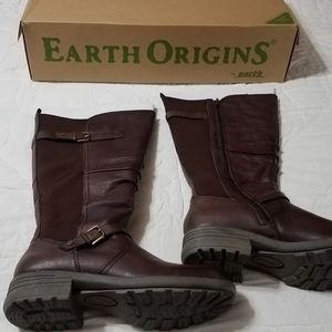 Earth Origins Penelope Brown Leather Tall Boots 9.5M,  wide shaft  New in box!